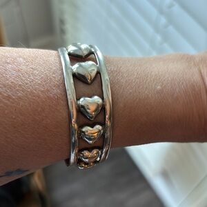 Silver Heart Cuff Bracelet from Mexico